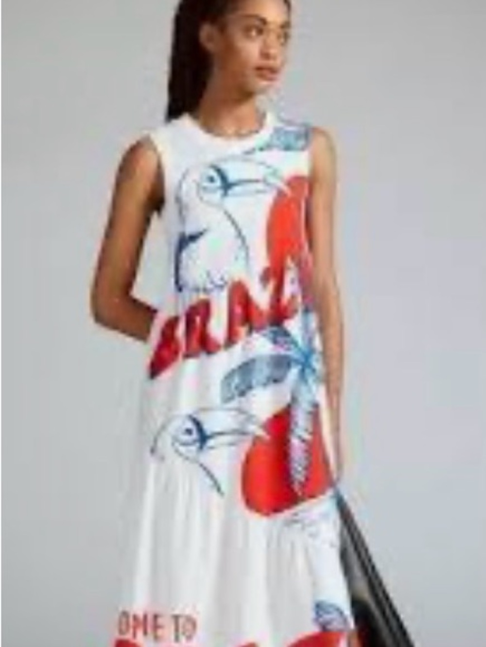 FARM Rio White Maxi Dress with Red & Navy Toucan Print - Picture 7 of 7